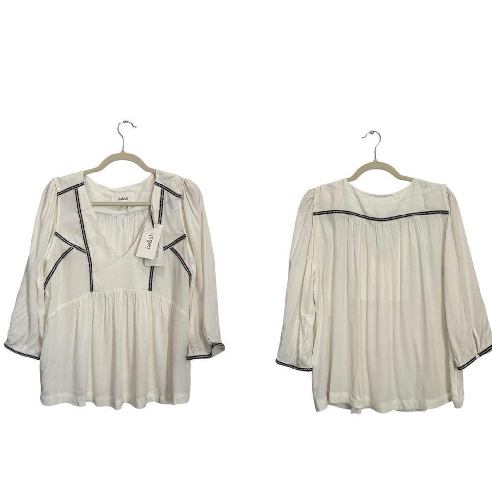 NWT BA&SH AMBER Embroidered Blouse in Ivory - Picture 9 of 13